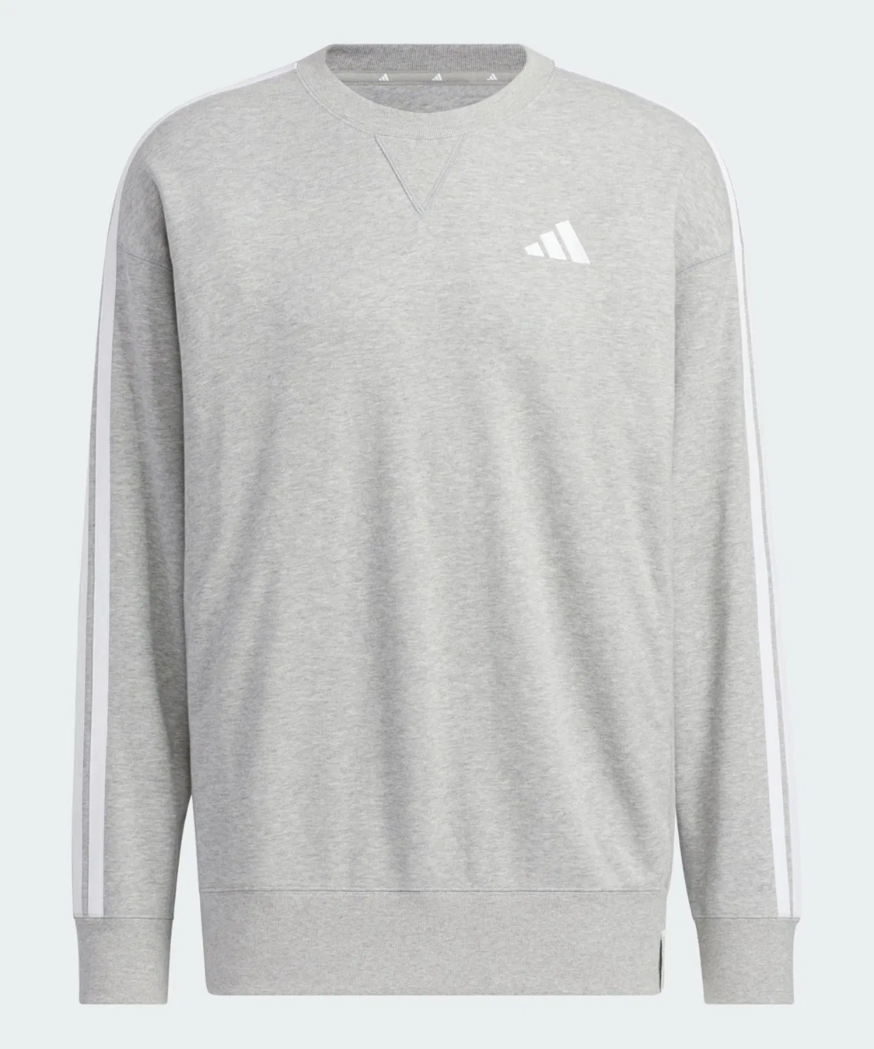 Мужской свитшот с длинным рукавом из хлопка, Essentials Plus Loose Fit Three Stripes Adidas, Grey — фото 4