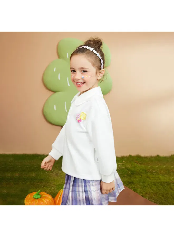 Пуловер с длинным рукавом и воротником питер-пэн Peppa Pig, белый — фото 4