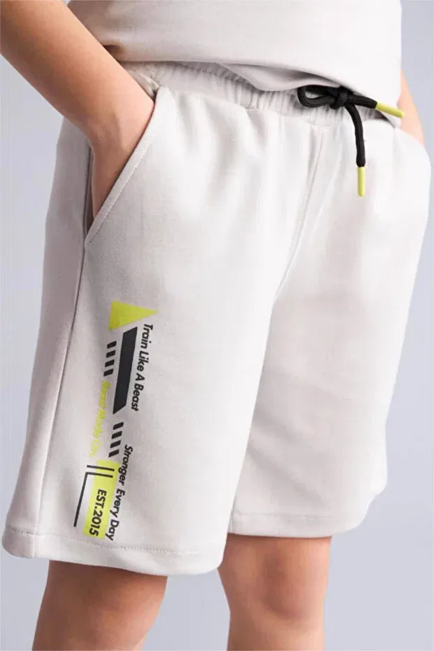 Детские шорты для мальчиков с принтом Oversized slogan printed modal shorts for boys Defacto, Gray-Gr91 — фото 4