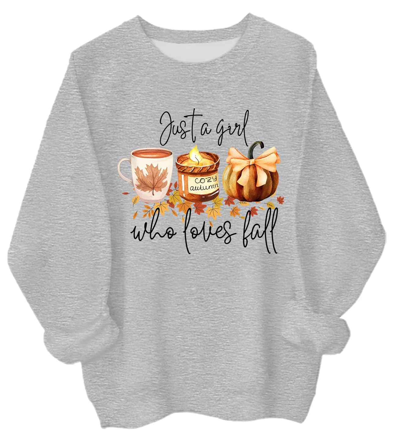 Женский свитшот с принтом Just A Girl Who Loves Fall, Grigio-1