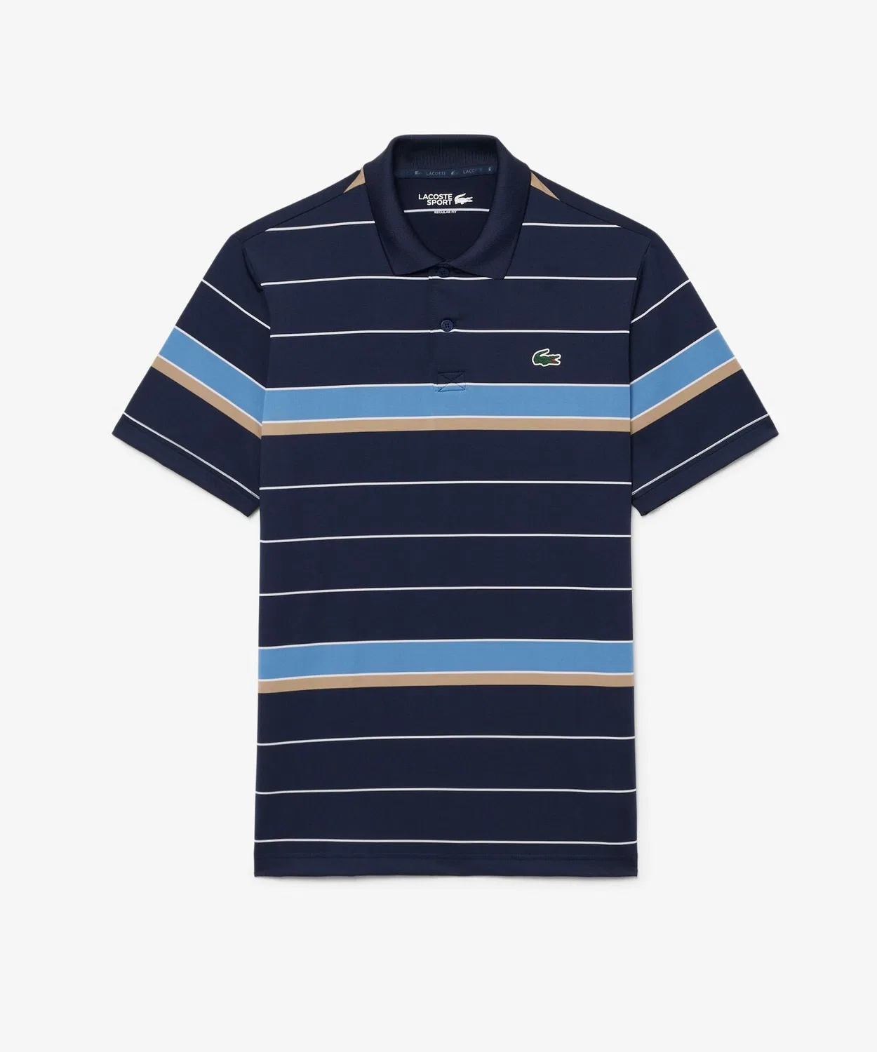 Мужская хлопковая футболка-поло с принтом и логотипом LACOSTE, Navy — фото 4