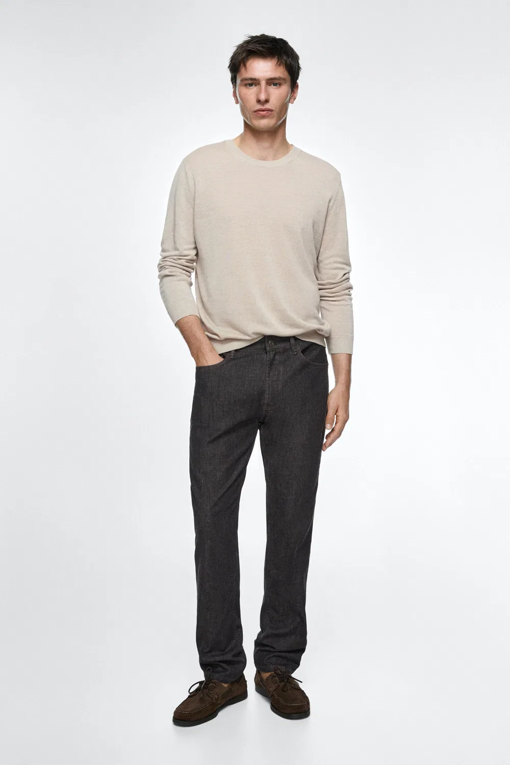 Легкие зауженные брюки с эффектом джинсовой ткани Massimo Dutti, черный