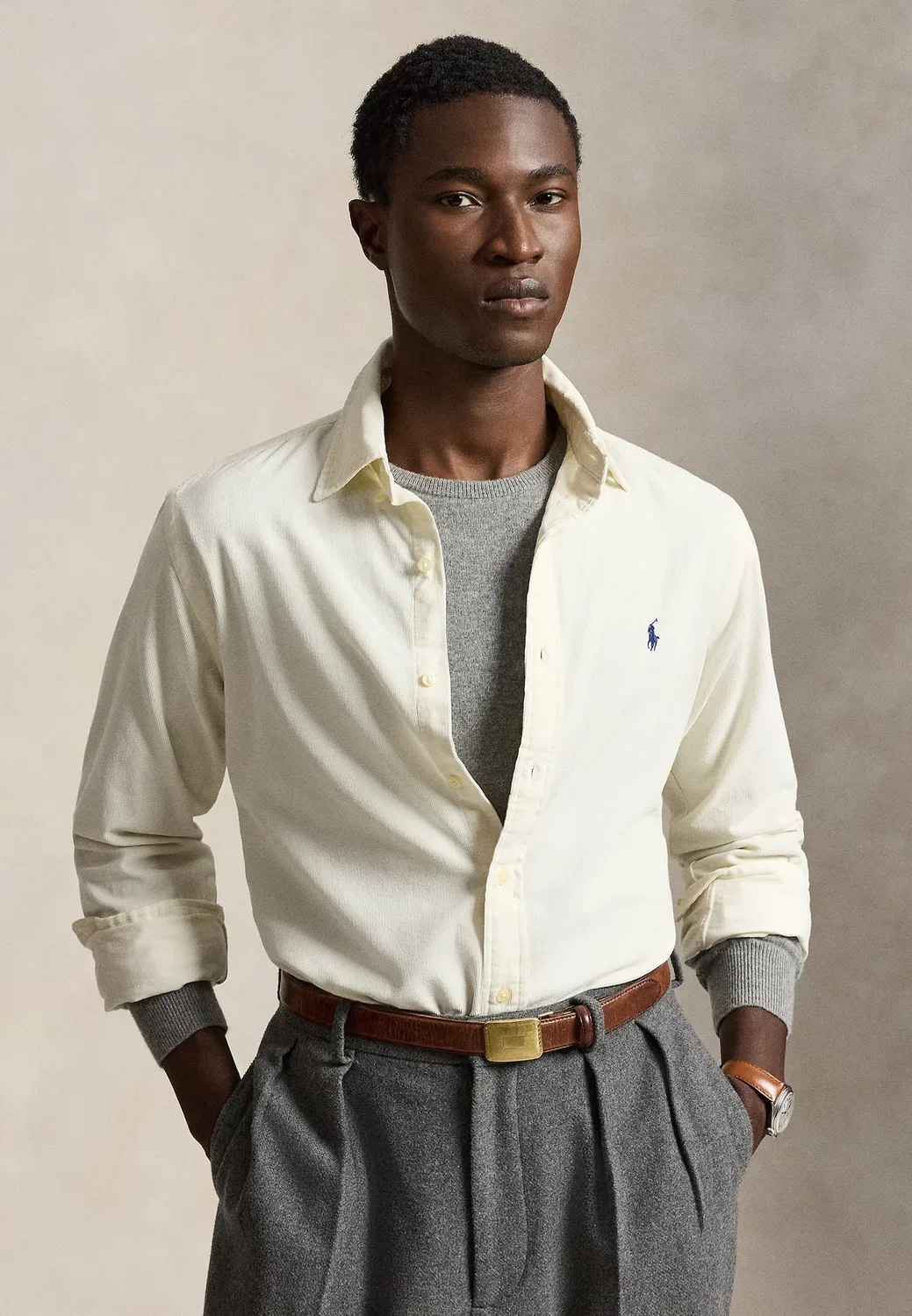 Рубашка из вельвета, сшитая на заказ Polo Ralph Lauren, Clubhouse Cream