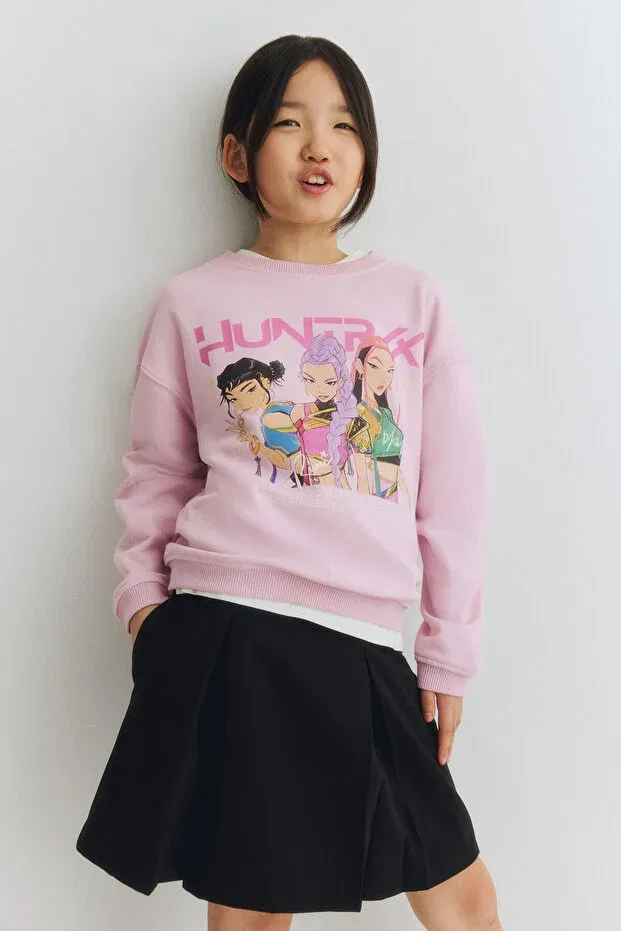 Детские свитшот для девочек с вышивкой H&M, Light Pink