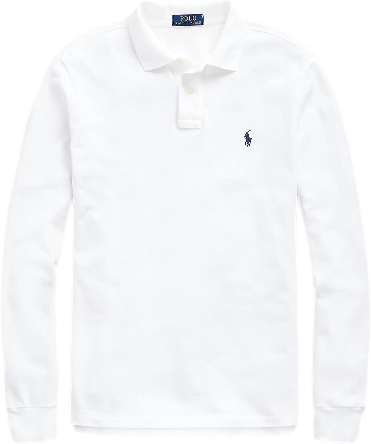 

Polo Ralph Lauren классический крой длинный рукав мягкий поло, Custom-Slim White