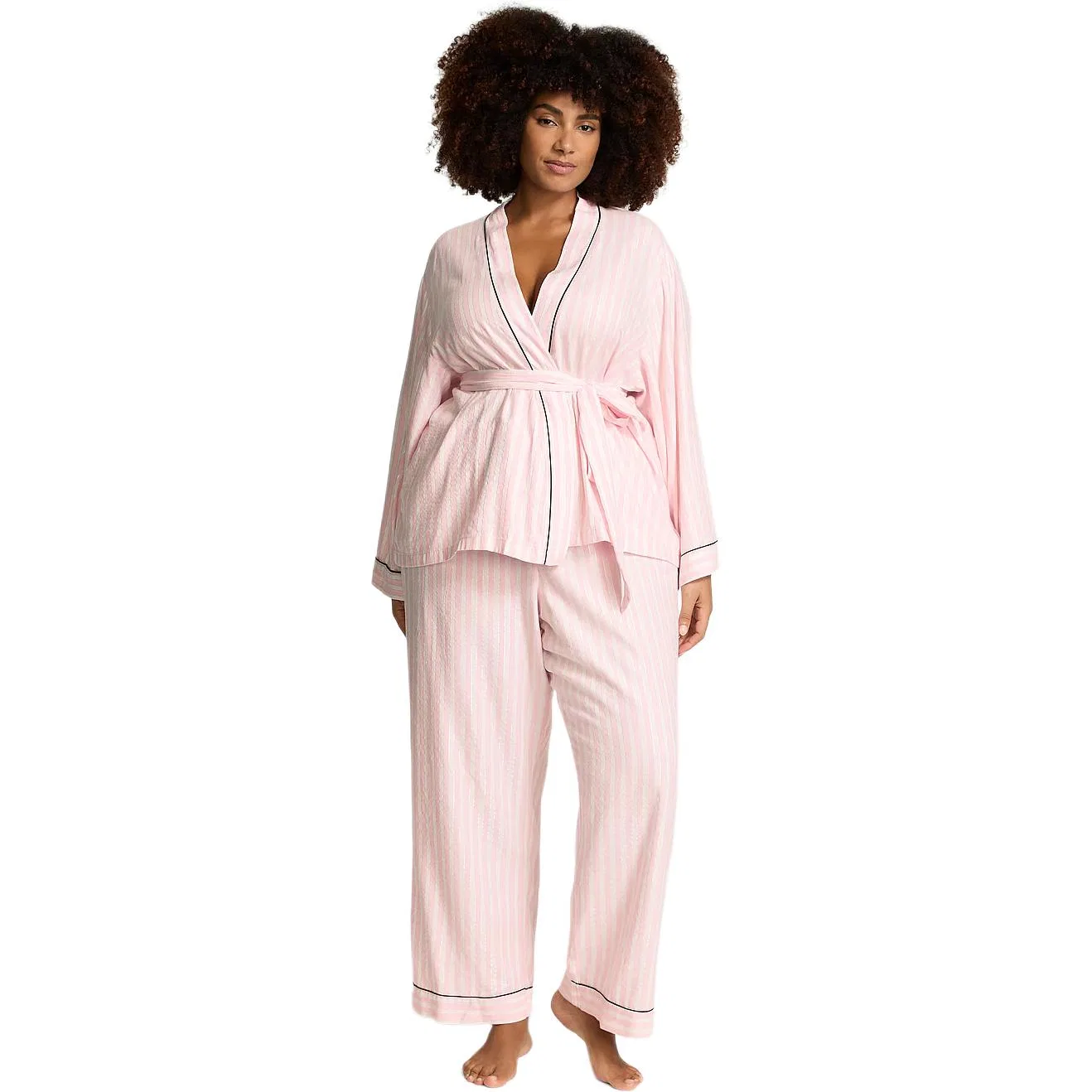 Женский комплект пижамы из фланели с длинным рукавом Flannel Wrap Long Pajama Set, Victoria's Secret, Pink — фото 3