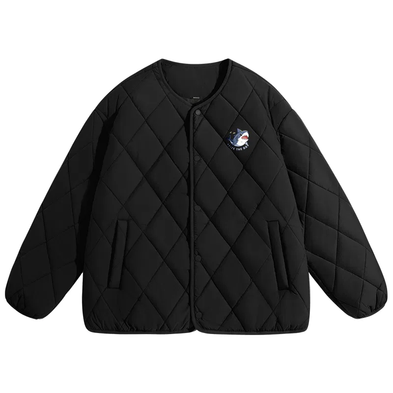 Детская пуховая куртка без воротника с логотипом Happy Shark Chest Logo MINISO, Black (Happy Shark Chest Logo)