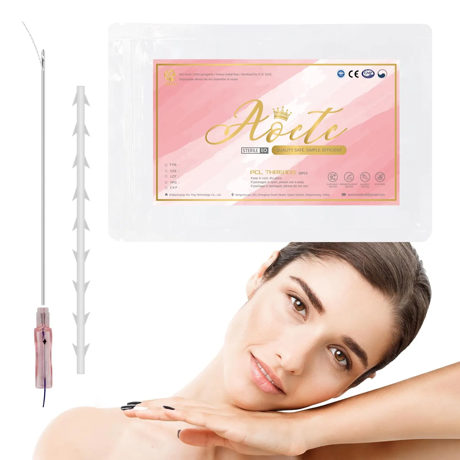 PCL-нити для лица и тела 18G 100мм, 20 шт, AOCTC