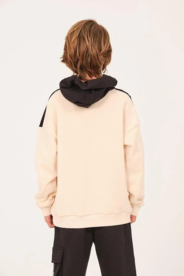 Детское худи для девочек с принтом Unisex kids printed hooded sweatshirt Jazziee, Cream — фото 4