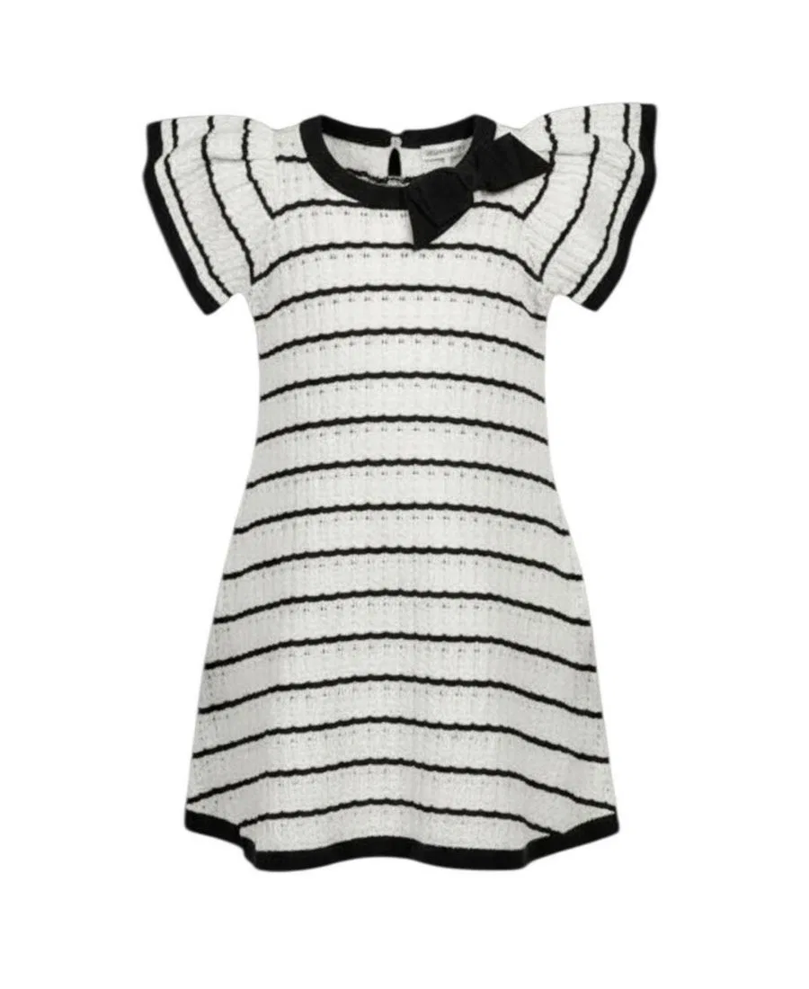 Платье-трапеция с коротким рукавом и бантом из органического хлопка Hope & Henry, Black Scallop
