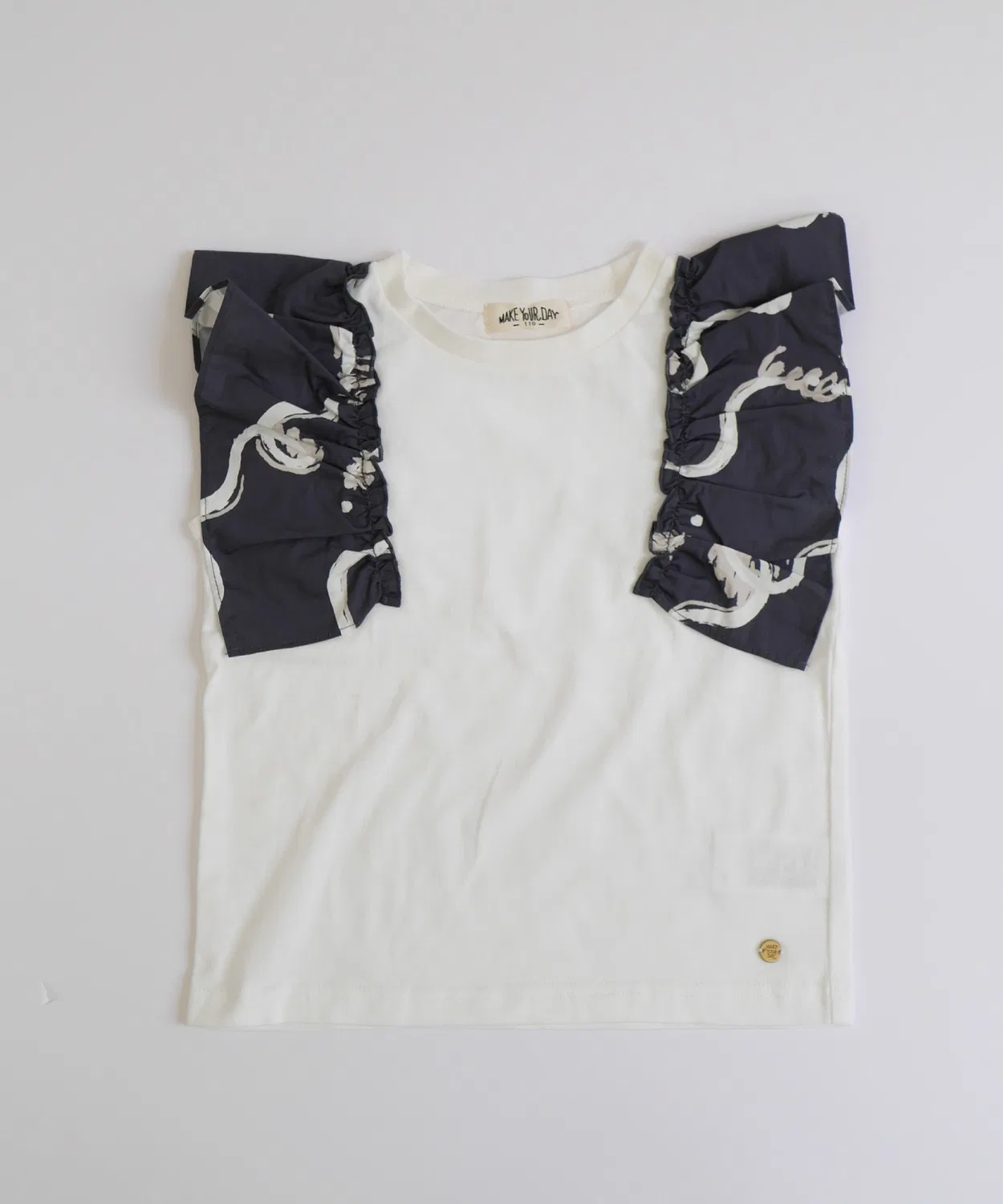 Детская футболка без рукавов с фриллами Squiggle MAKE YOUR DAY, Off White — фото 2