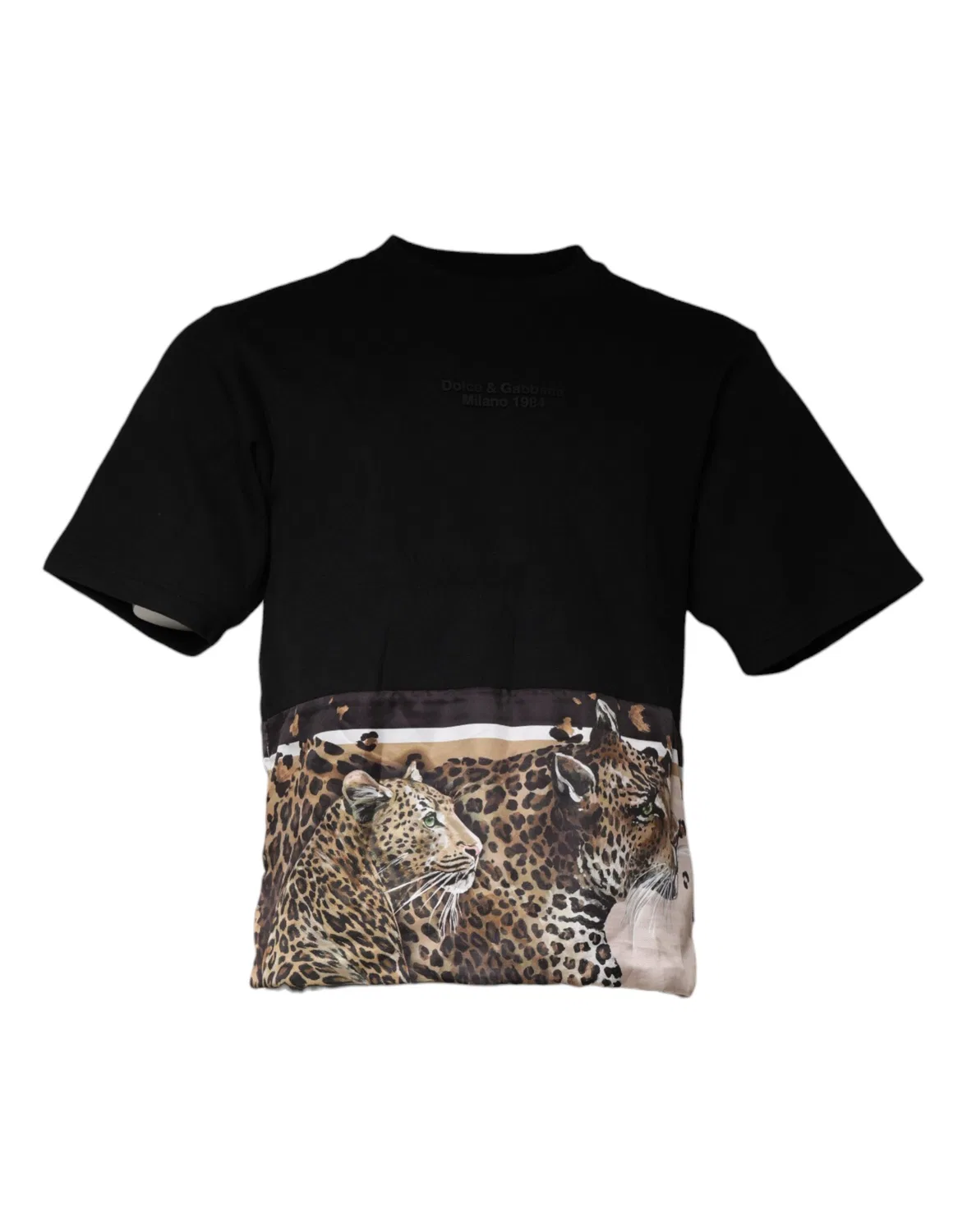 Мужская футболка с принтом леопарда с коротким рукавом Black Leopard Dolce & Gabbana, Black — фото 2