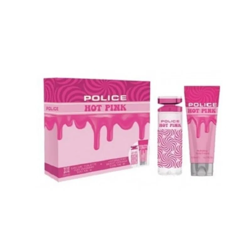 Набор парфюмерной воды и лосьона для тела Police Hot Pink, 100 мл + 125 мл, White
