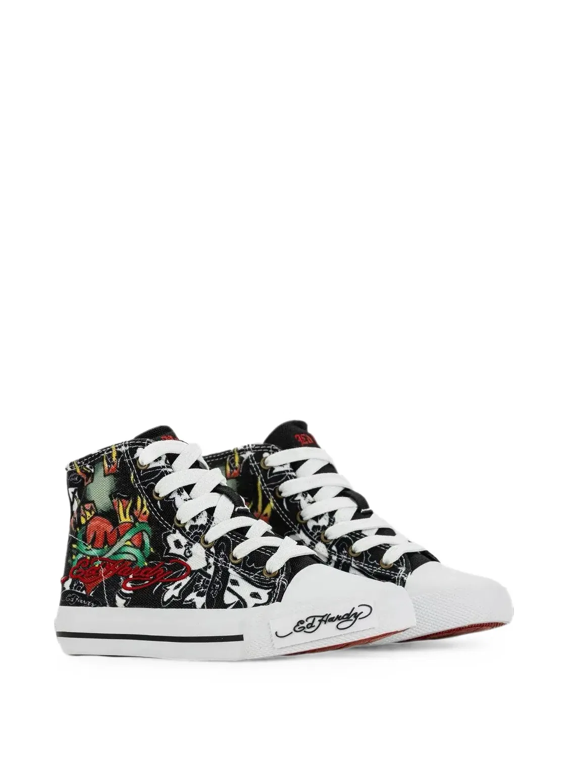 Высокие кеды с графичным принтом Ed Hardy Kids, черный