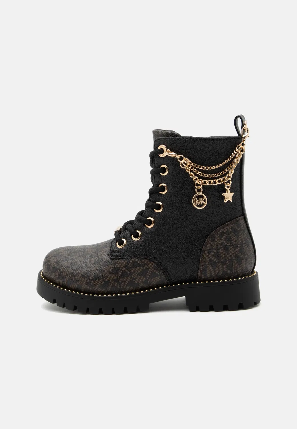 Детские и подростковые ботильоны Kalina Charm на шнуровке Michael Kors Kids, Brown/Butternut/Black