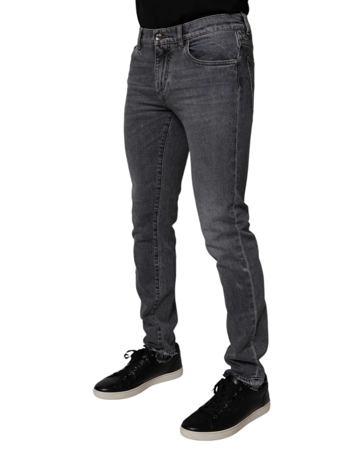 Мужские джинсы скинни с логотипом Dark Gray Cotton Stretch Skinny Denim Jeans Dolce & Gabbana, Dark Gray — фото 3