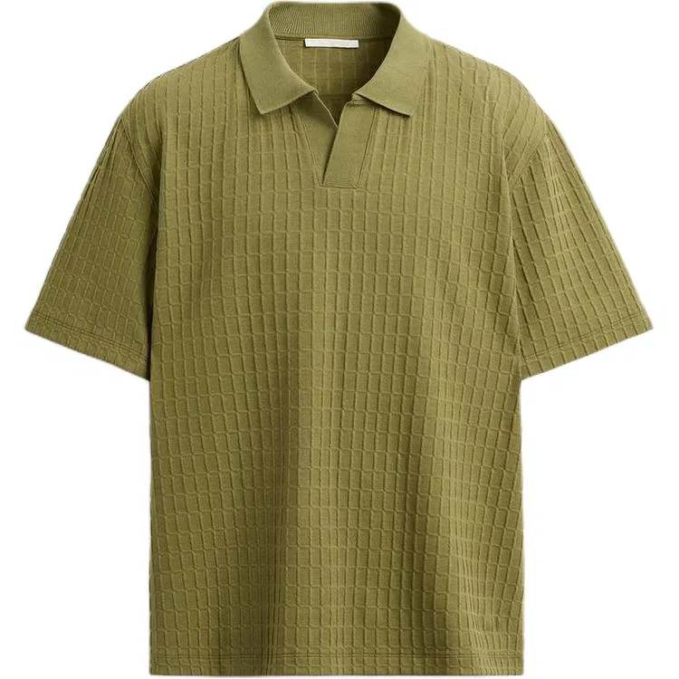 Мужское поло с воротником, свободный прямой крой, Grass Green, ZARA