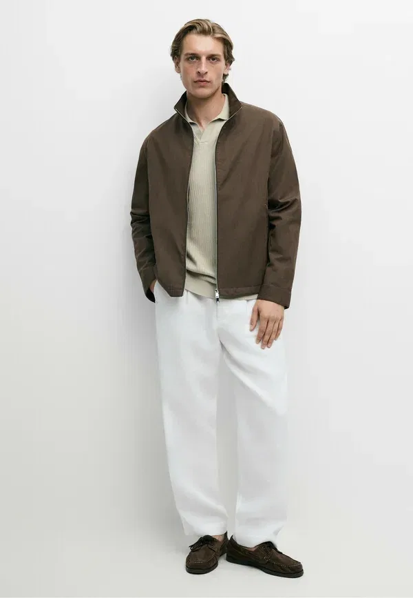 Куртка с высоким воротником Summer jacket Massimo Dutti, темно-коричневый — фото 2