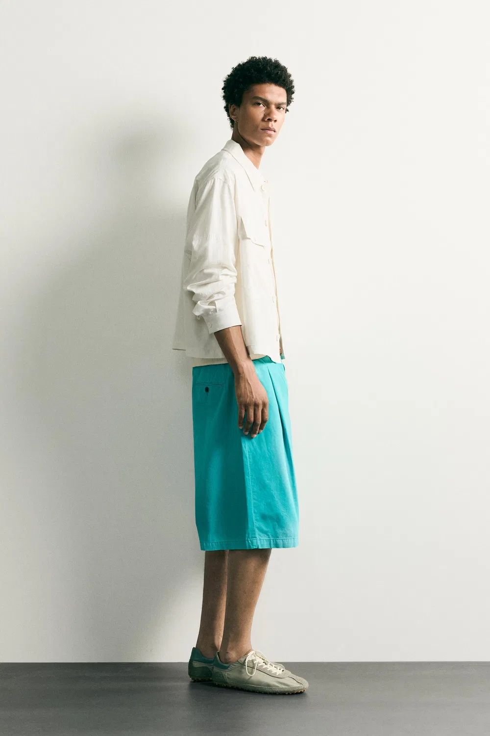 Свободная рубашка свободного кроя ZARA, Oyster-white — фото 4
