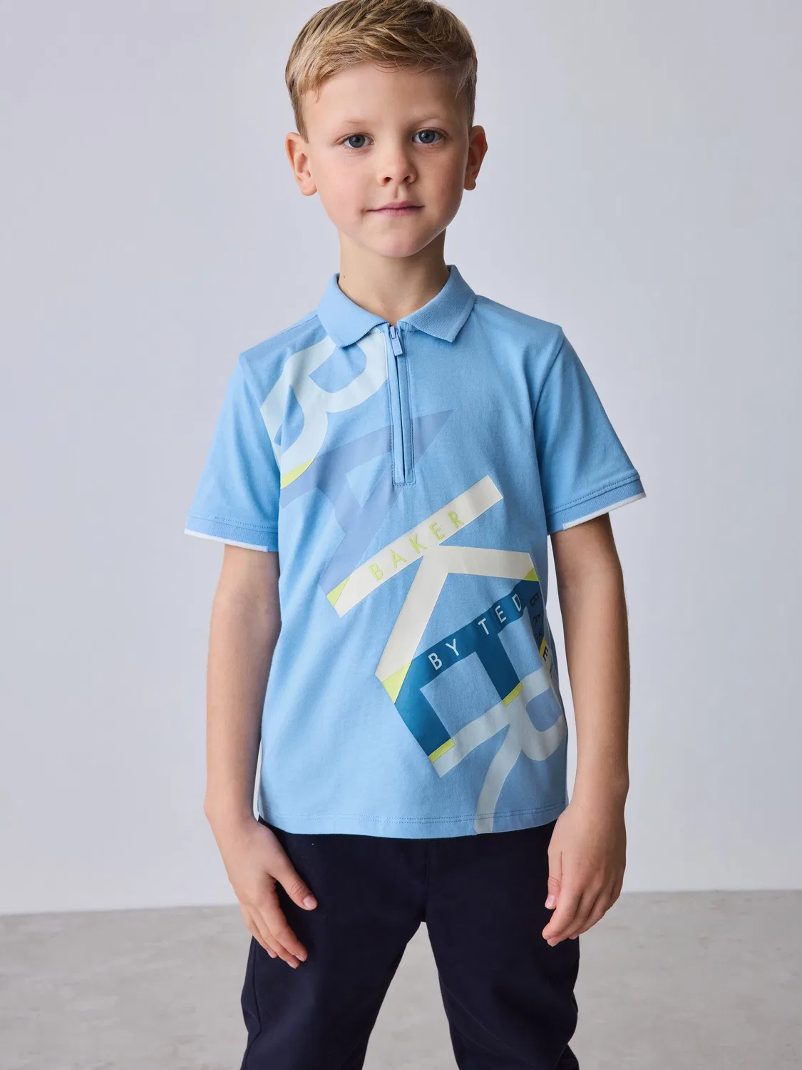 Поло Baker by Ted Baker, синий с принтом
