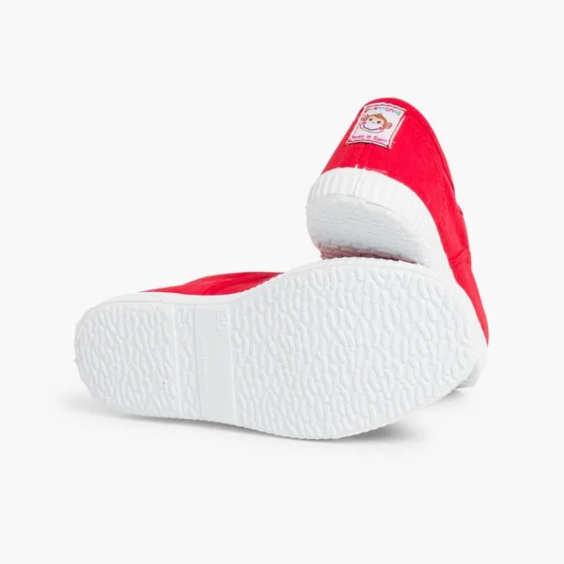 Детские кеды без шнурков с принтом Pisamonas No-lace Rubber Toe Canvas Shoes Pisamonas, Red — фото 4