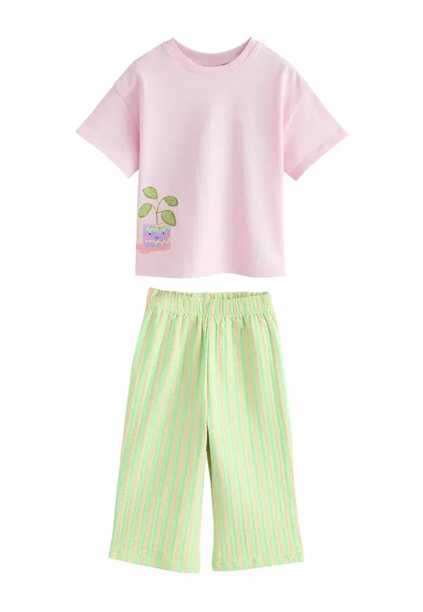 Комплект из футболки и брюк с принтом, Regular fit, Next, Pink Plants Character, розовый — фото 3