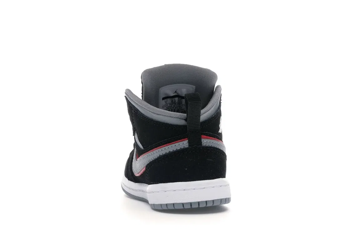 Детские кроссовки Lifestyle с принтом Jordan 1 Mid Jordan, Black/Particle Grey-White-Gym Red — фото 4