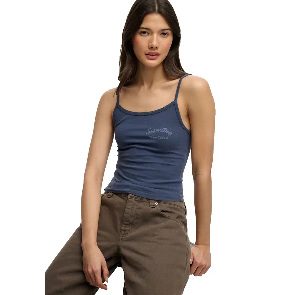 Женская майка на бретелях с принтом Athletic Essential Graphic Cami Superdry, Blue — фото 4