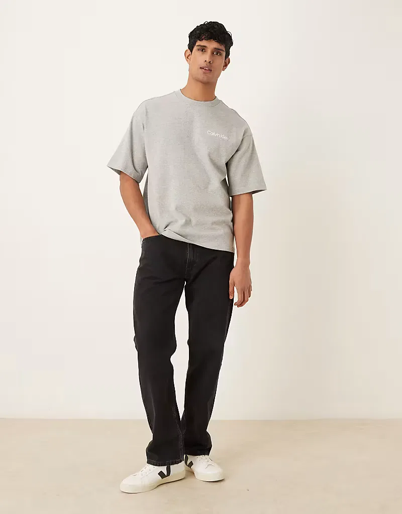 Хлопковая домашняя футболка Calvin Klein серого — фото 2