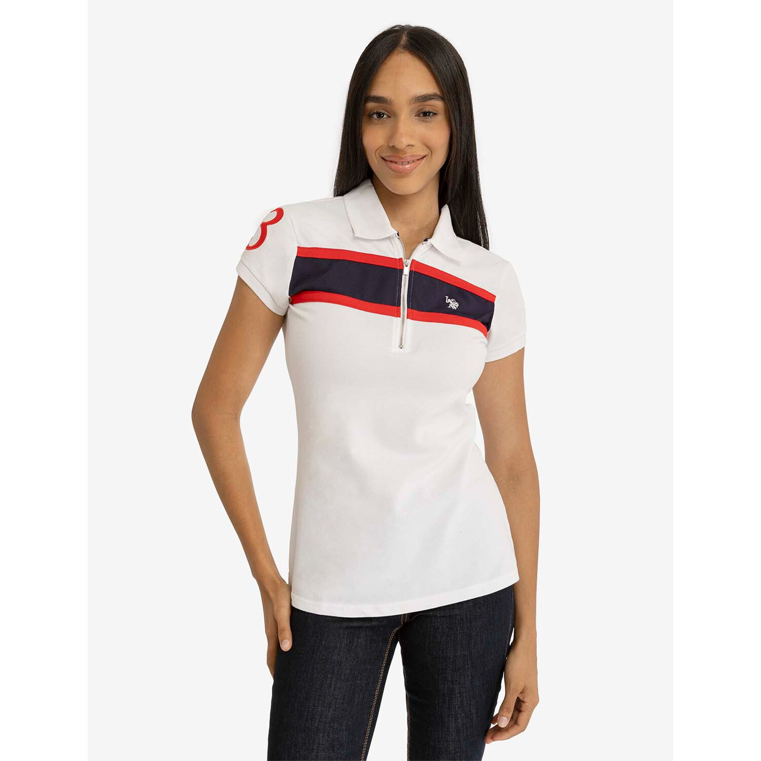 

Футболка-поло U.S. Polo Assn. Stripe Zip Up, белый