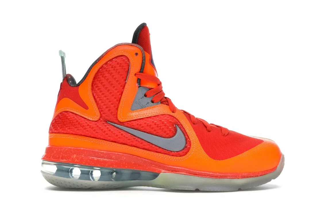 Детские кроссовки для мальчиков с дышащим верхом Nike LeBron 9 Nike, Ttl Orng/Metallic Silver-Team Orng-Mn
