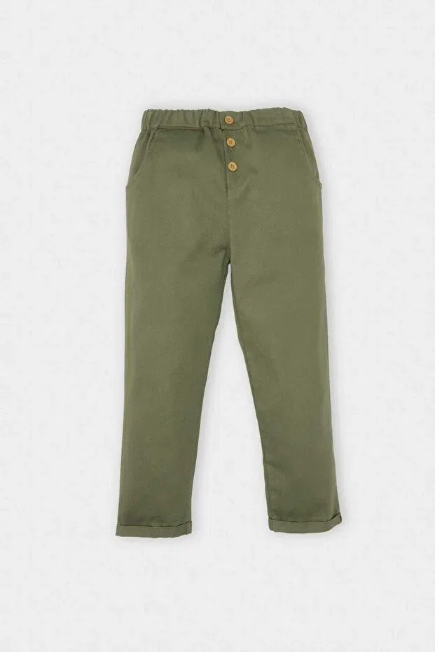 Детские брюки для мальчиков хлопковые Elastic Waist Folded Leg Gabardine Pants Baby Boy d5246a524wn Defacto, Khaki