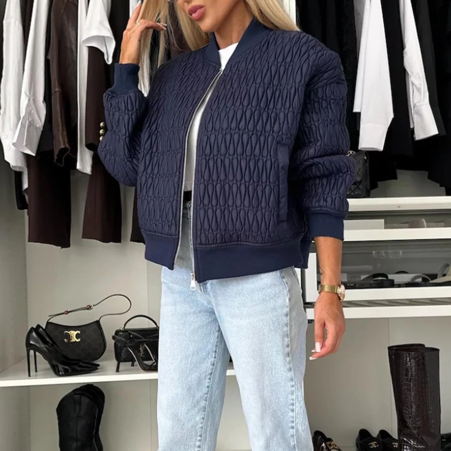 Женская куртка с длинным рукавом Donna Autunno Moda, Blu — фото 4
