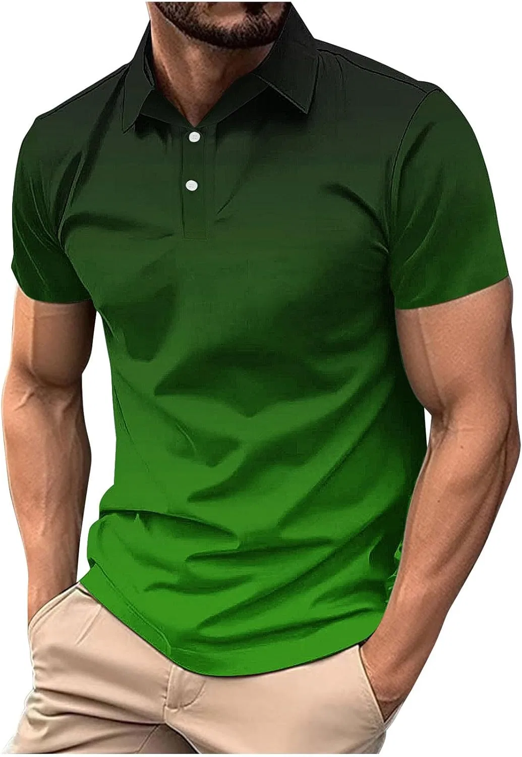 Мужская свободная футболка поло с градиентом Golf Shirts, Green