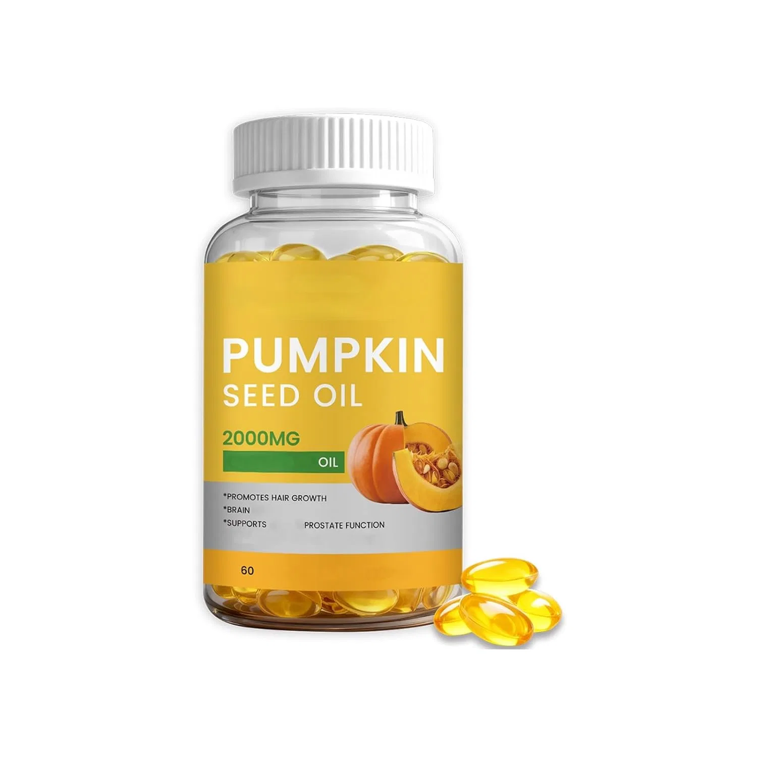 Масло тыквенных семечек, 2000 мг, 60 капсул, белый Generisch