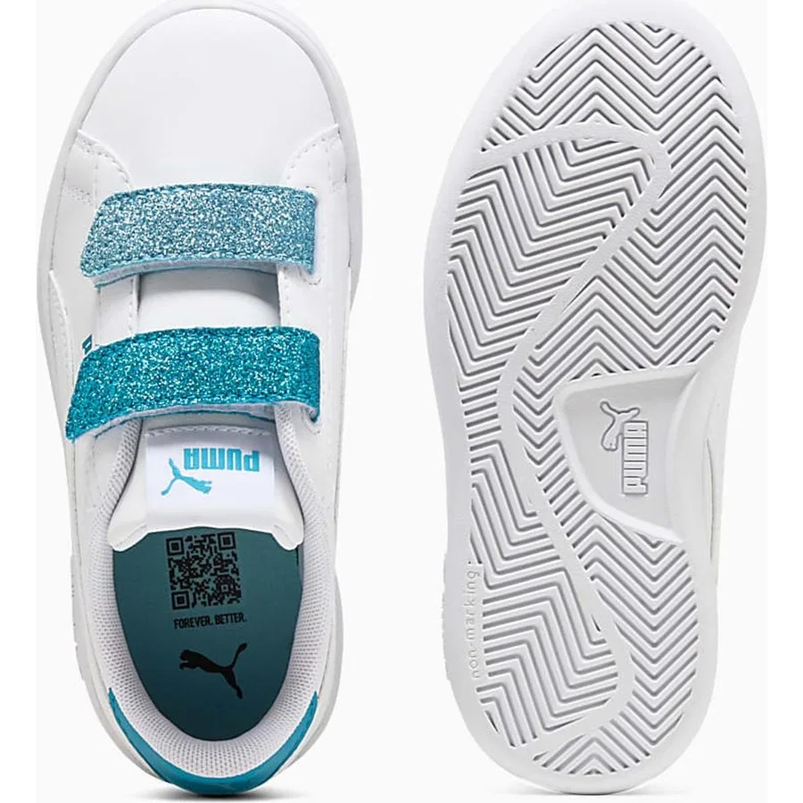 Детские спортивные кроссовки Puma Pumasmsh3.0l Glttrvlcr V Ps, Puma White-Tropical Blue — фото 4