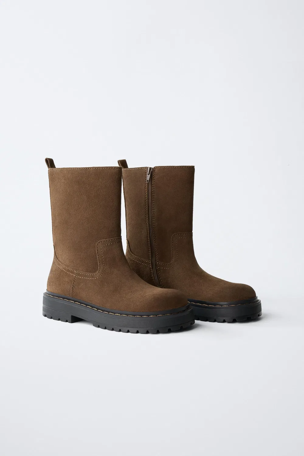 Кожаные ботинки ZARA, Brown