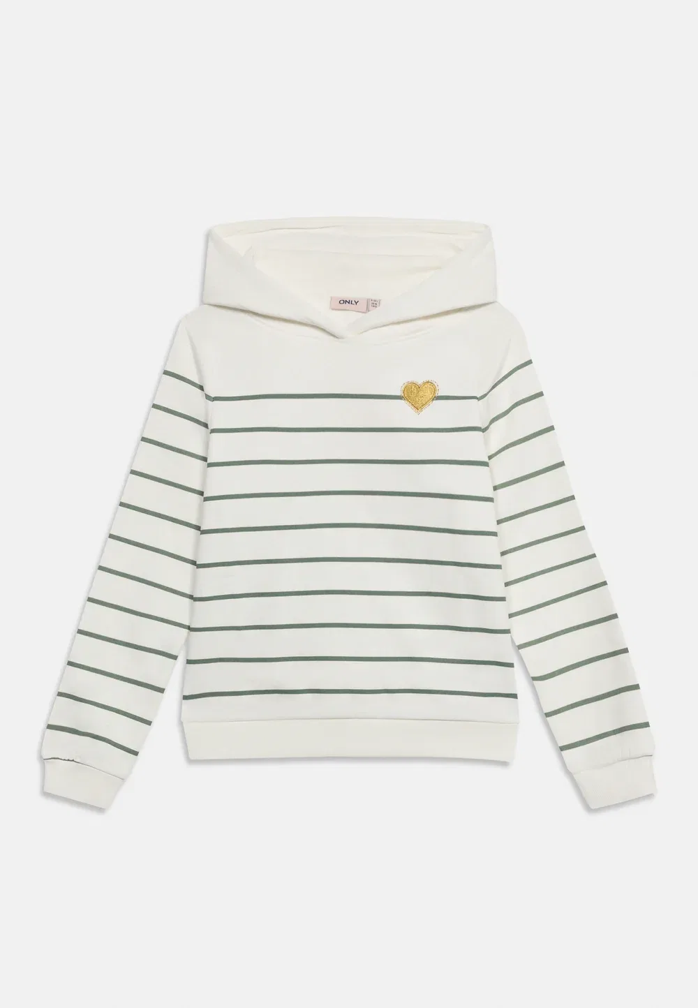 Худи Kogadelle amour stripe Only Girls, Cloud Dancer/Green Milieu/Gold-Coloured — фото 3