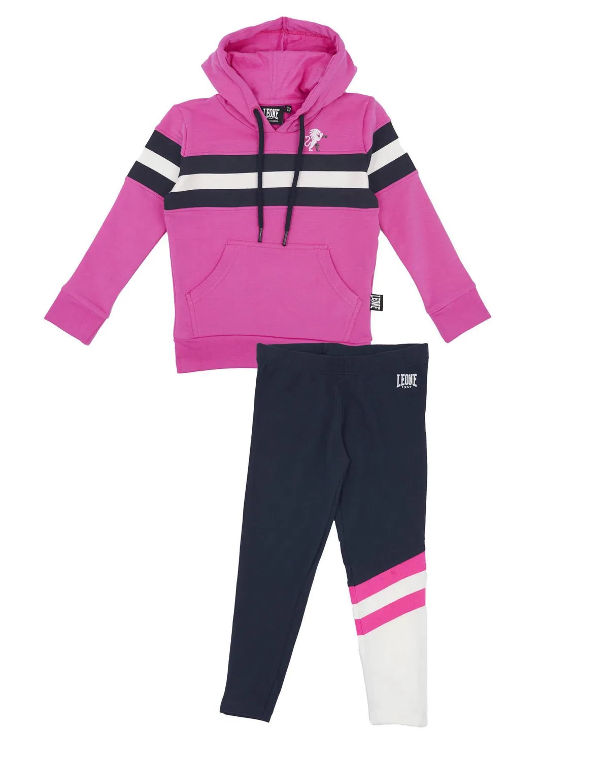Детский спортивный костюм для девочек с капюшоном, модель Basic Line, Leone 1947 Apparel, Schwarz — фото 4