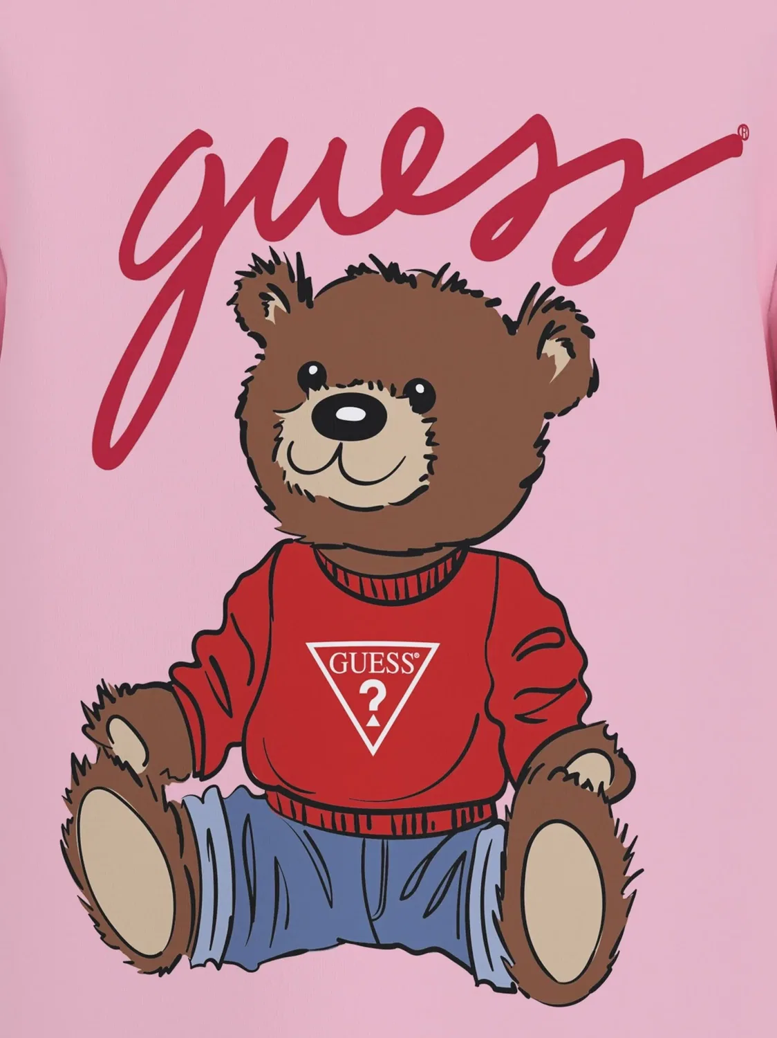 Футболка с логотипом и принтом мишки GUESS, розовый — фото 4