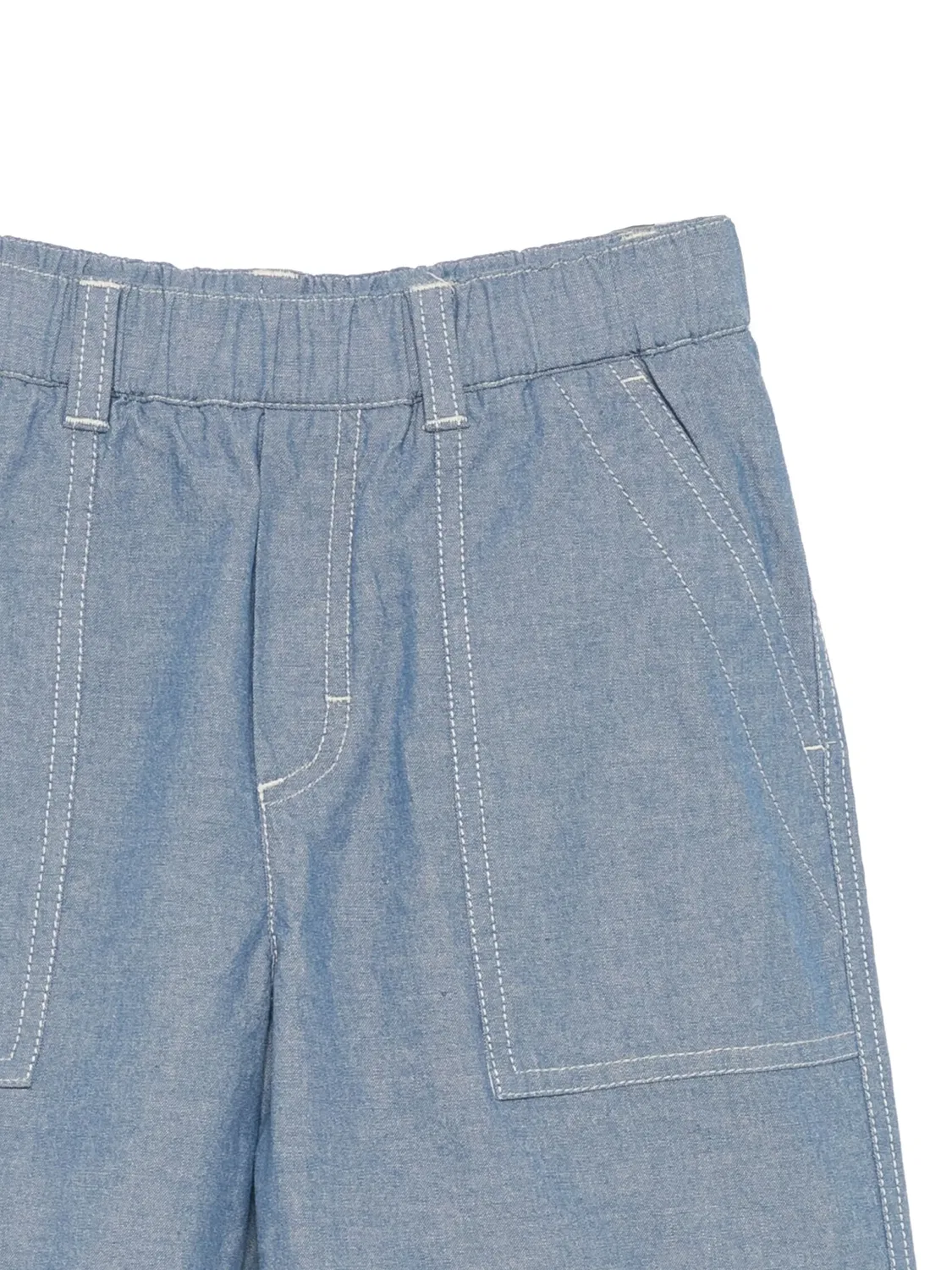 Шорты из хлопкового шамбре Moncler, синий — фото 3