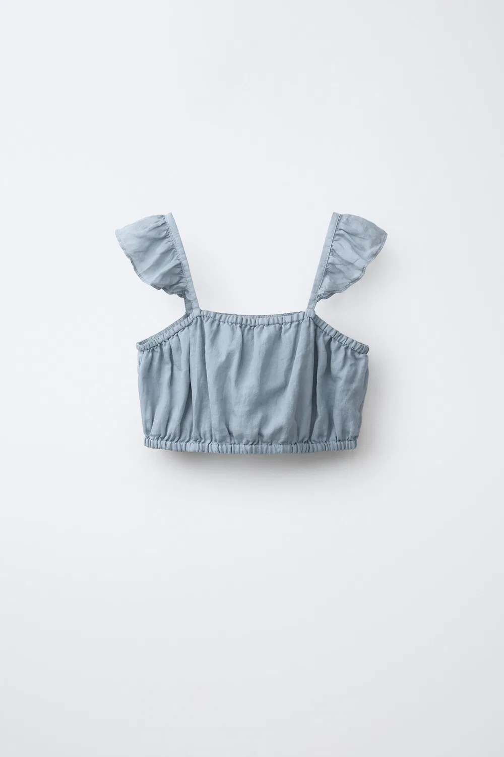 Укороченный топ из 100% рами ZARA, Blue/Grey