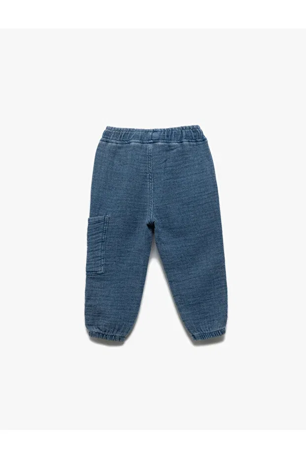 Детские штаны для девочек хлопковые Oversize jogger trousers with cotton pocket detail Koton, Indigo — фото 2