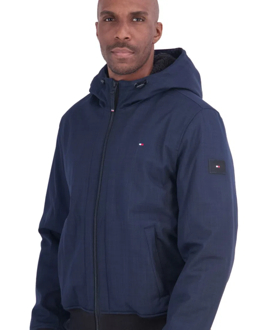 Куртка-бомбер из софтшелла на флисовой подкладке, модель с капюшоном Tommy Hilfiger, Midnight Navy Heather — фото 3