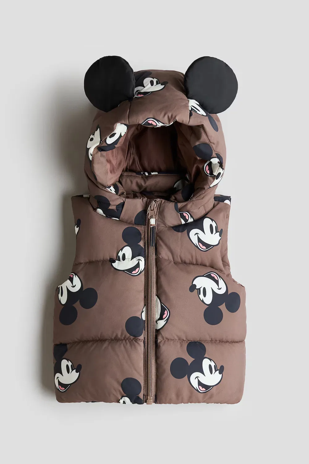 Пуховый жилет с принтом H&M, Brown/Mickey Mouse