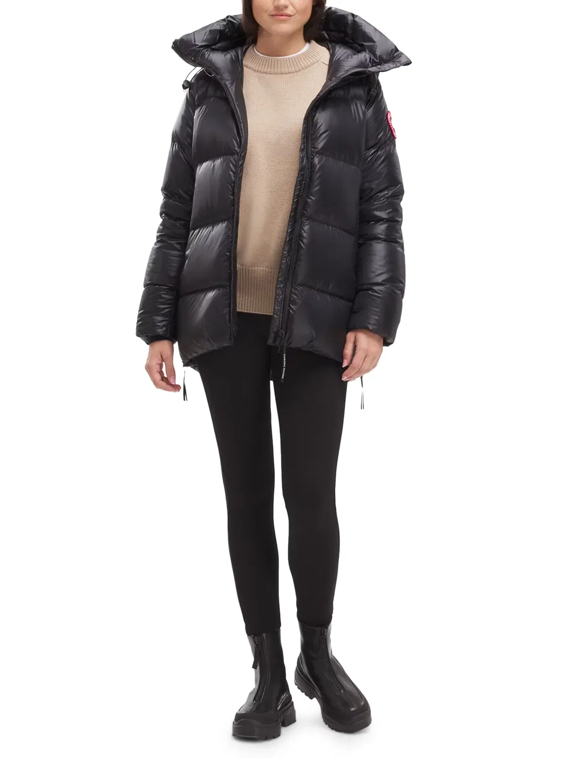 Женский пуховик стеганый с капюшоном Cypress Puffer Canada Goose, черный — фото 4