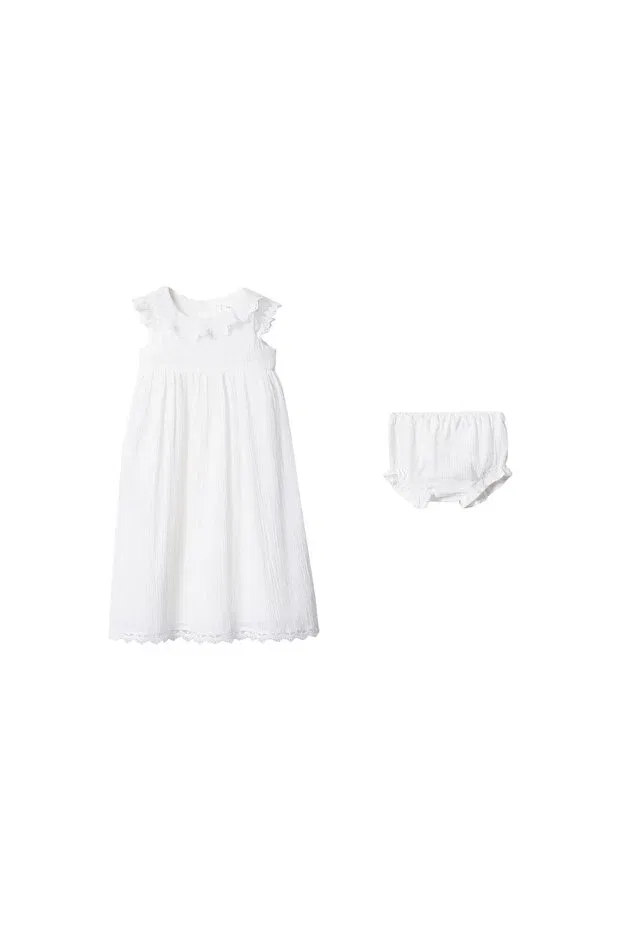 Детское платье для девочек с воротником-питер пэн Mango Woman, Off White — фото 2