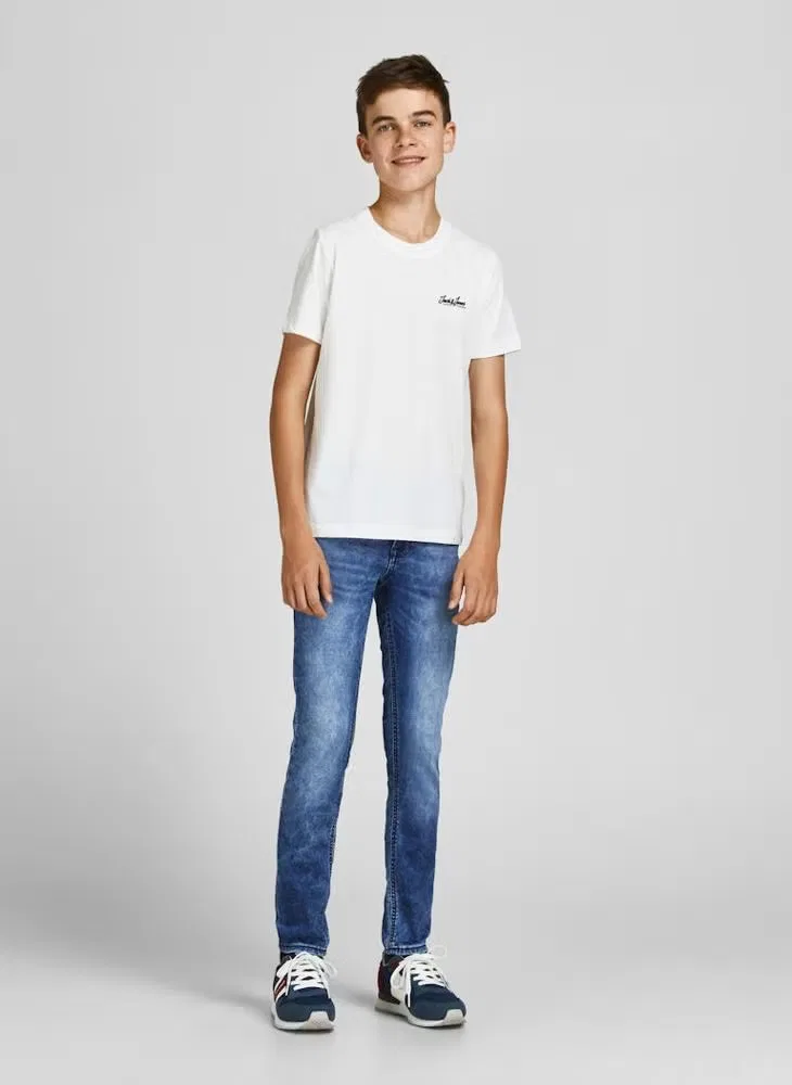 Джинсы прямого кроя для мальчиков JJIGLENN JJORIGINAL NA216 Jack & Jones Junior, синий деним — фото 4