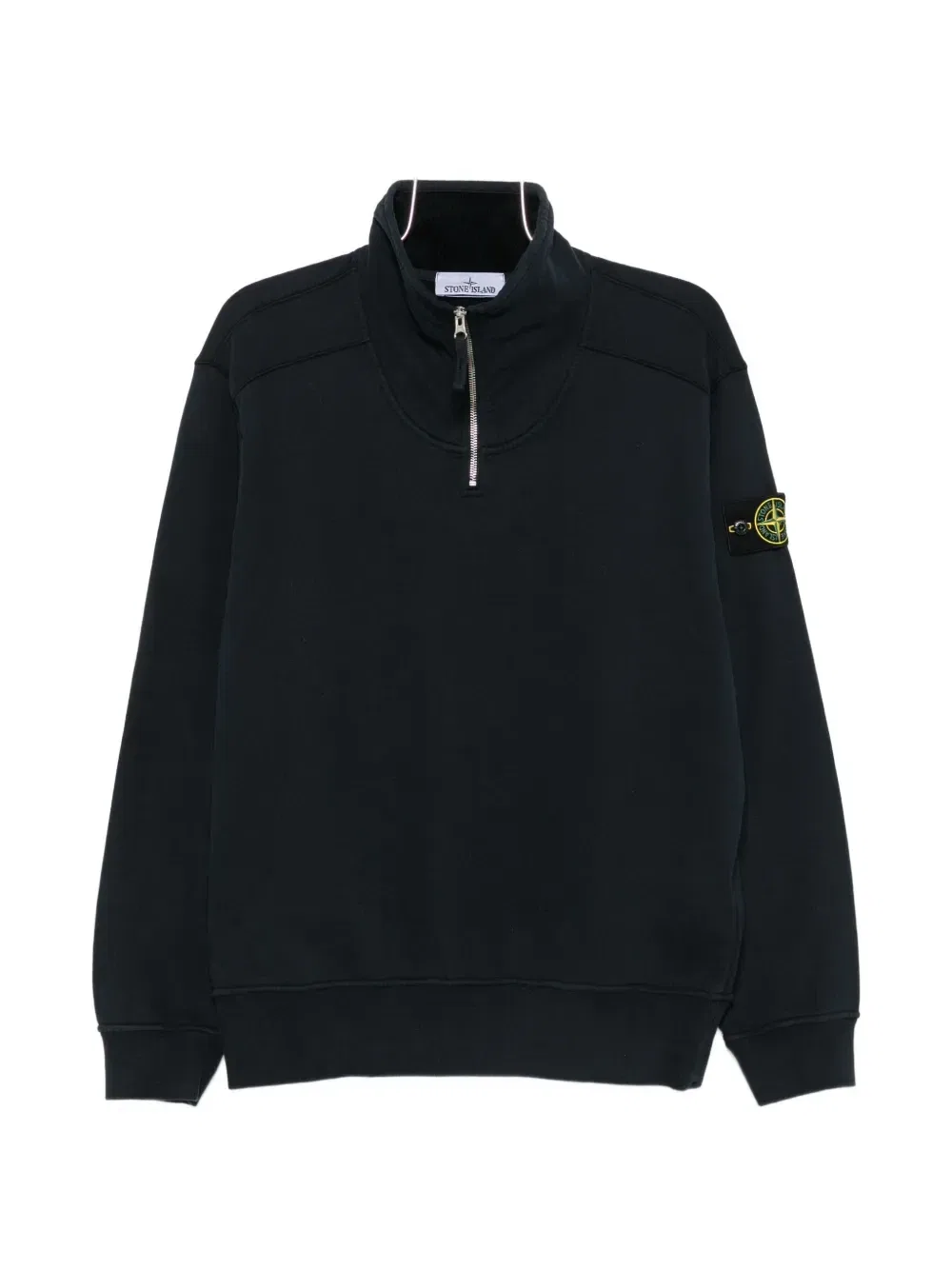 Толстовка с четверть-молнией и нашивкой-логотипом Stone Island, черный