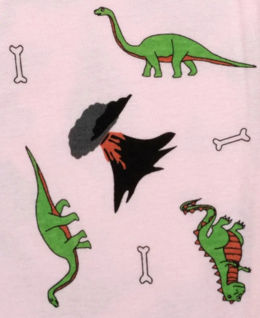Детское пижамное комплект для девочек с длинным рукавом с принтом Dinosaur Light Pink Leveret, Цвет Dinosaur Light Pink — фото 2